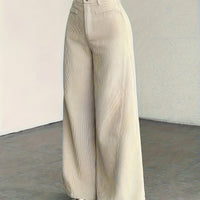 Nora | High-Waisted Wide-Leg Trousers in Apricot