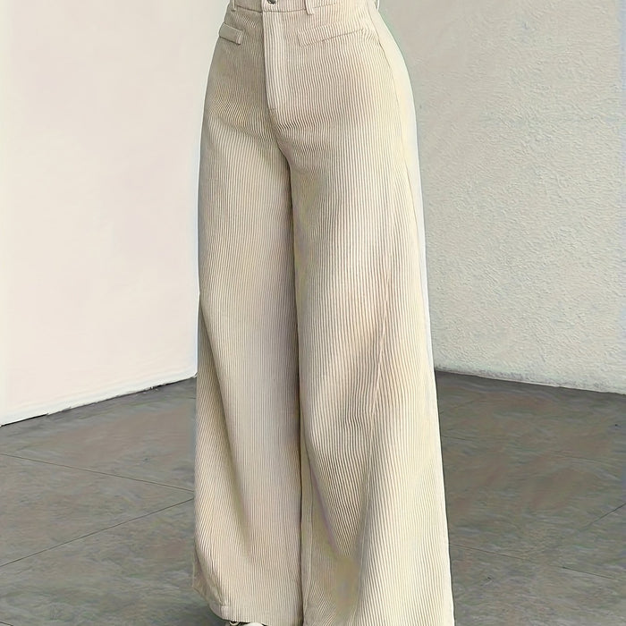 Nora | High-Waisted Wide-Leg Trousers in Apricot