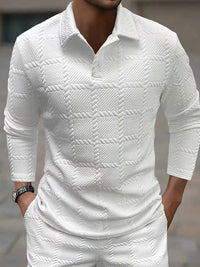 Archer | Classic Knit Jacquard Collar Shirt in White