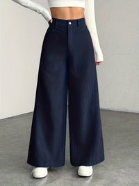 Nora | High-Waisted Wide-Leg Trousers in Grey