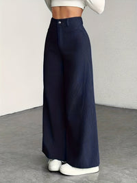 Nora | High-Waisted Wide-Leg Trousers in Blue