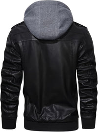 Donovan | Layered Hooded Moto Jacket in Black