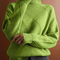 Freya | Textured Turtleneck Sweater in Green