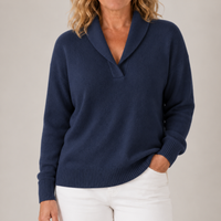 Isabelle | Women's Knit Jumper with Shawl Collar and Relaxed Shape
