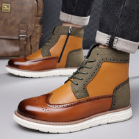 Hubert | Men's Brogue Ankle Boots with Punched Detail and Clean Shape