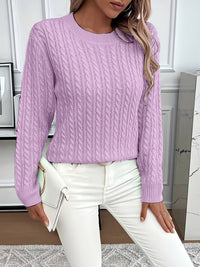 Lorelei | Cable-Knit Round Neck Sweater in Khaki