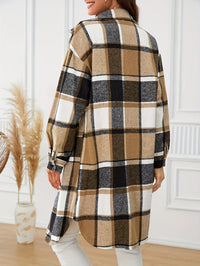 Elowen | Women's Longline Coat with Check Pattern and Soft Drape
