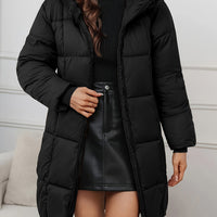 Miriam | Hooded Longline Puffer Coat in Reddish Brown