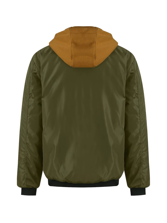 Brooks | Hooded Zip-Up Jacket in Military Green