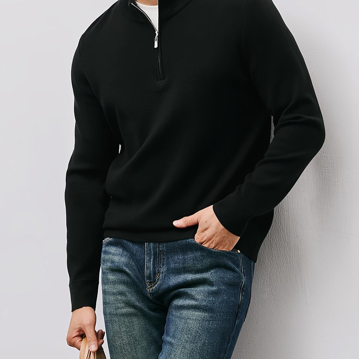 Silas | Men's Half Zip Jumper with Stand Collar and Clean Finish
