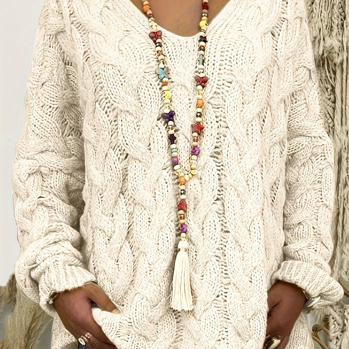 Iris | Relaxed Cable-Knit Sweater in Beige