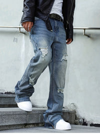 Baxter | Relaxed Straight-Leg Distressed Jeans in Blue