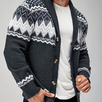 Whitaker | Men's Shawl Cardigan with Nordic Pattern and Warm Knit