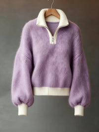 Sylvie | Relaxed Half-Zip Sweater in Lavender