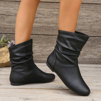 Lucia | Women's Slip On Ankle Boots with Gathered Shape and Flat Sole