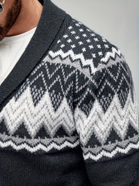 Whitaker | Men's Shawl Cardigan with Nordic Pattern and Warm Knit