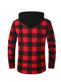 Rowan | Men's Shirt Jacket with Hood and Check Pattern