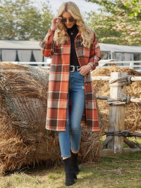 Elowen | Women's Longline Coat with Check Pattern and Soft Drape