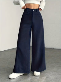 Nora | High-Waisted Wide-Leg Trousers in Grey