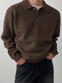 Reid | Men's Knit Jumper with Polo Collar and Cosy Feel