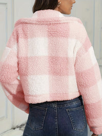 Georgina | Women's Cropped Jacket with Check Pattern and Button Front