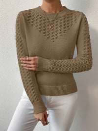 Lorena | Pointelle Knit Sweater in Brown
