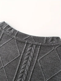 Clifford | Textured Knit-Look Long Sleeve Top in Dark Grey