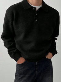 Reid | Men's Knit Jumper with Polo Collar and Cosy Feel