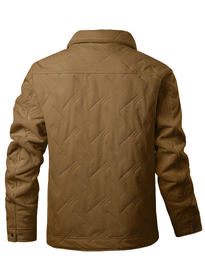 Wallace | Rugged Snap-Button Utility Jacket in Coffee Brown
