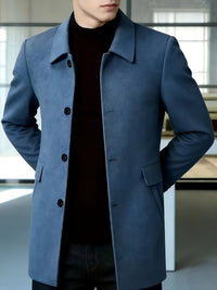 Cedric | Tailored Single-Breasted Overcoat in Deep Sky Blue