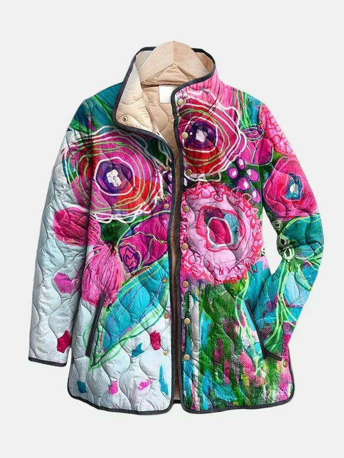 Katrine | Women's Padded Jacket with Floral Print and Light Warmth