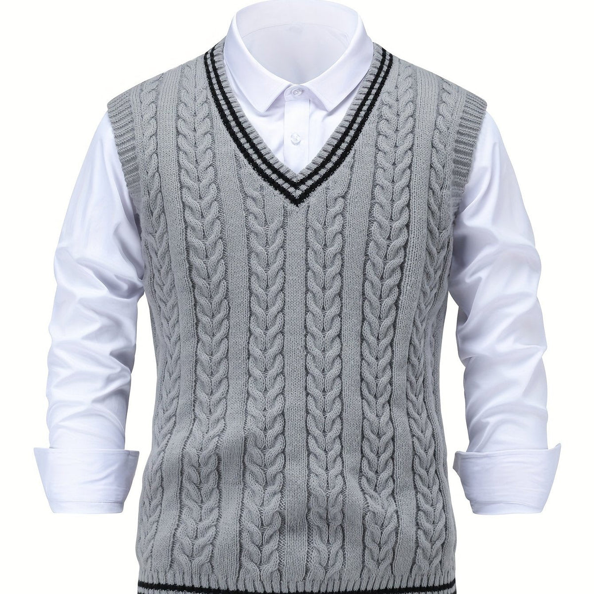 Lionel | Classic Cable-Knit Sweater Vest in Dark Grey