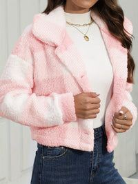 Georgina | Women's Cropped Jacket with Check Pattern and Button Front