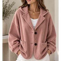Theodora | Women's Corduroy Jacket with Hood and Notched Lapel