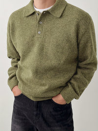 Reid | Men's Knit Jumper with Polo Collar and Cosy Feel