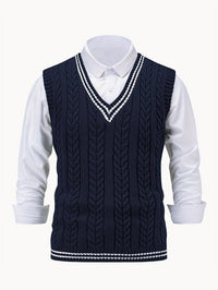 Lionel | Classic Cable-Knit Sweater Vest in Navy