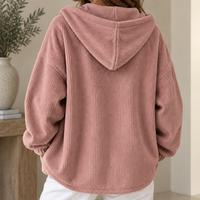 Theodora | Women's Corduroy Jacket with Hood and Notched Lapel