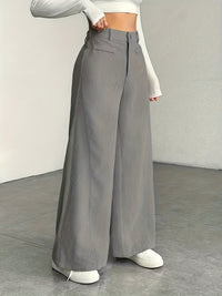 Nora | High-Waisted Wide-Leg Trousers in Grey