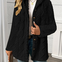 Sloane | Textured Hooded Jacket in Black