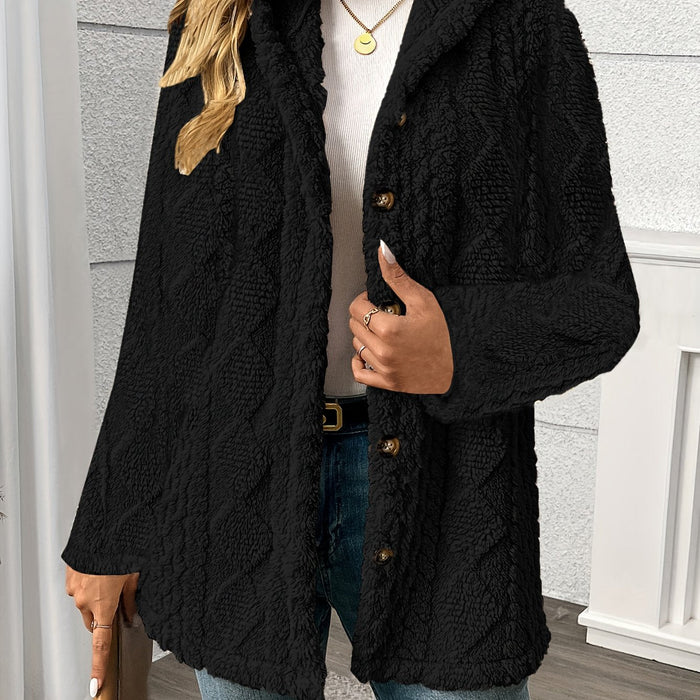 Sloane | Textured Hooded Jacket in Black