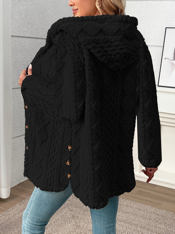 Sloane | Textured Hooded Jacket in Black