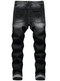 Kingsley | Rugged Distressed Straight Jeans in Dark Grey