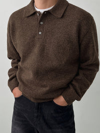 Reid | Men's Knit Jumper with Polo Collar and Cosy Feel