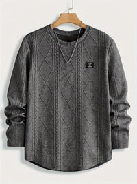 Clifford | Textured Knit-Look Long Sleeve Top in Dark Grey