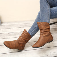 Lucia | Women's Slip On Ankle Boots with Gathered Shape and Flat Sole