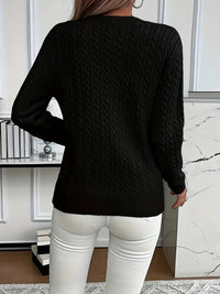 Lorelei | Cable-Knit Round Neck Sweater in Black