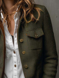 Rachel | Women's Herringbone Jacket with Contrast Trim and Tailored Fit