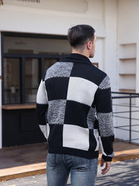 Callahan | Men's Button Up Cardigan with Colour Block and Soft Knit