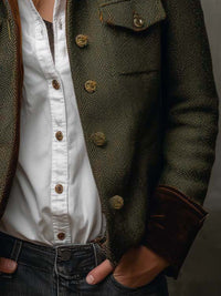 Rachel | Women's Herringbone Jacket with Contrast Trim and Tailored Fit