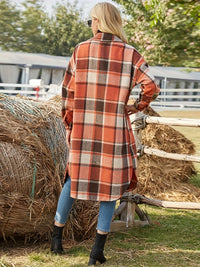 Elowen | Women's Longline Coat with Check Pattern and Soft Drape